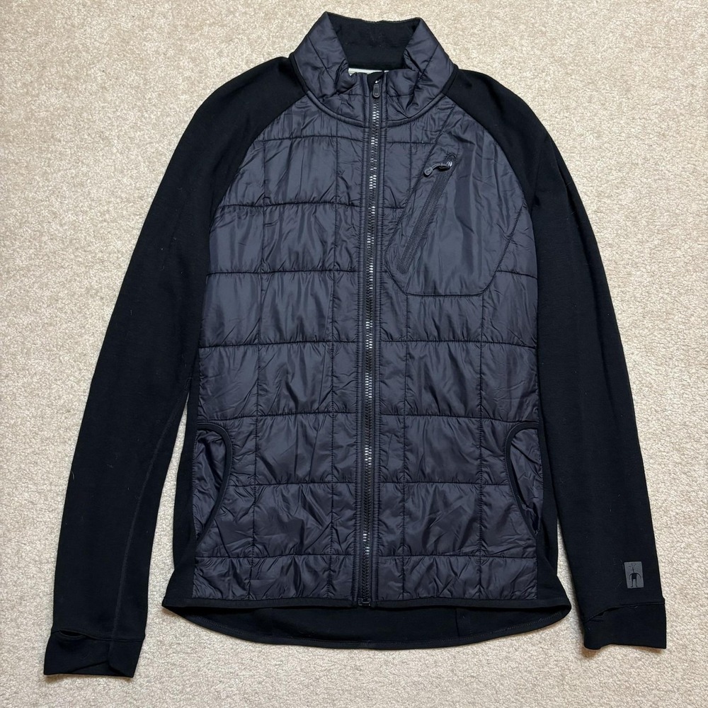 Smartwool PhD Smartloft Divide Hybrid Jacket Mens Small Black Merino Quilted Zip